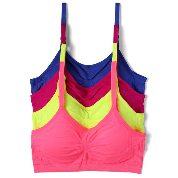 4-Pack Nylon-Spandex Comfort Cami Bra Pullover Design K0100 Neons New NWT